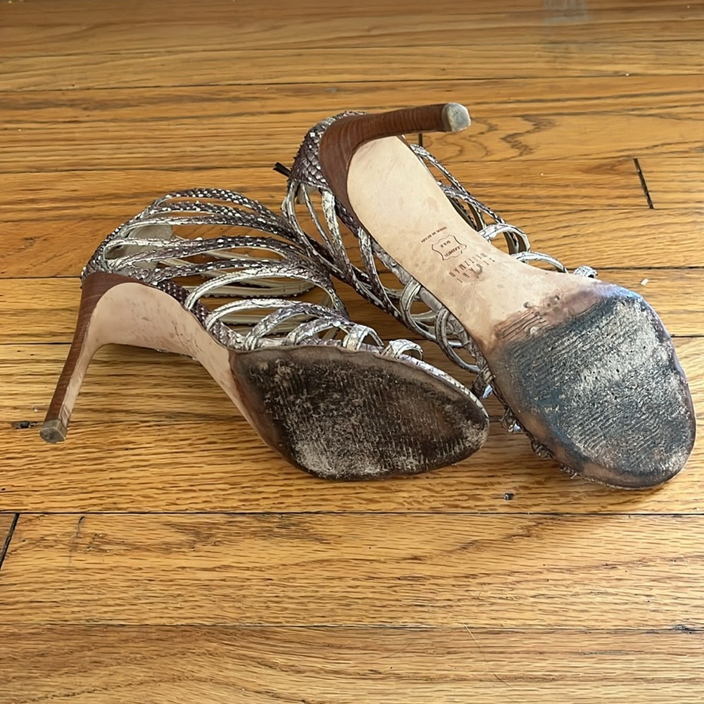 Stuart Weitzman Loop De Loop Taupe Tipped Python … - image 4